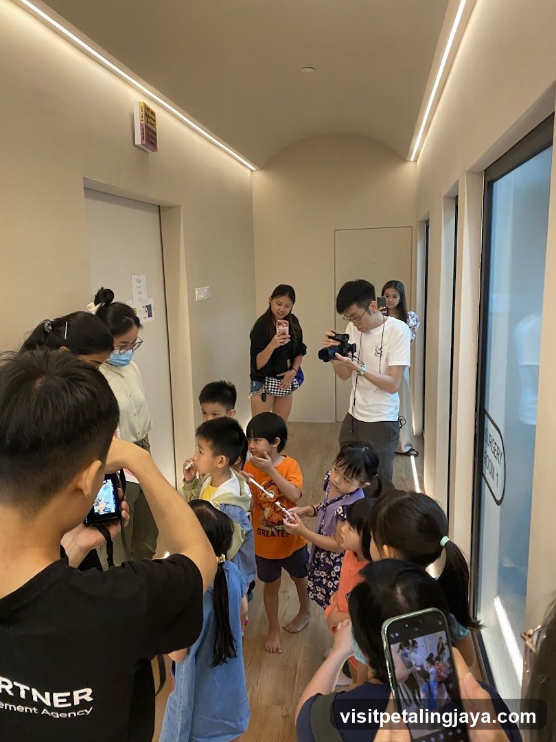 Group of people in a hallway