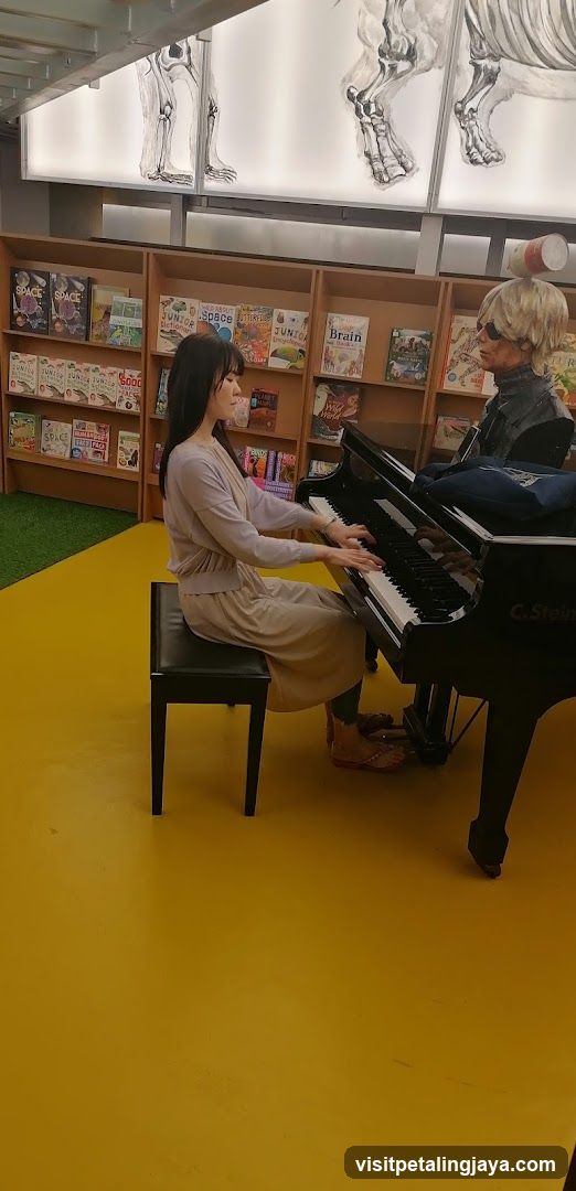 Piano Player in Library