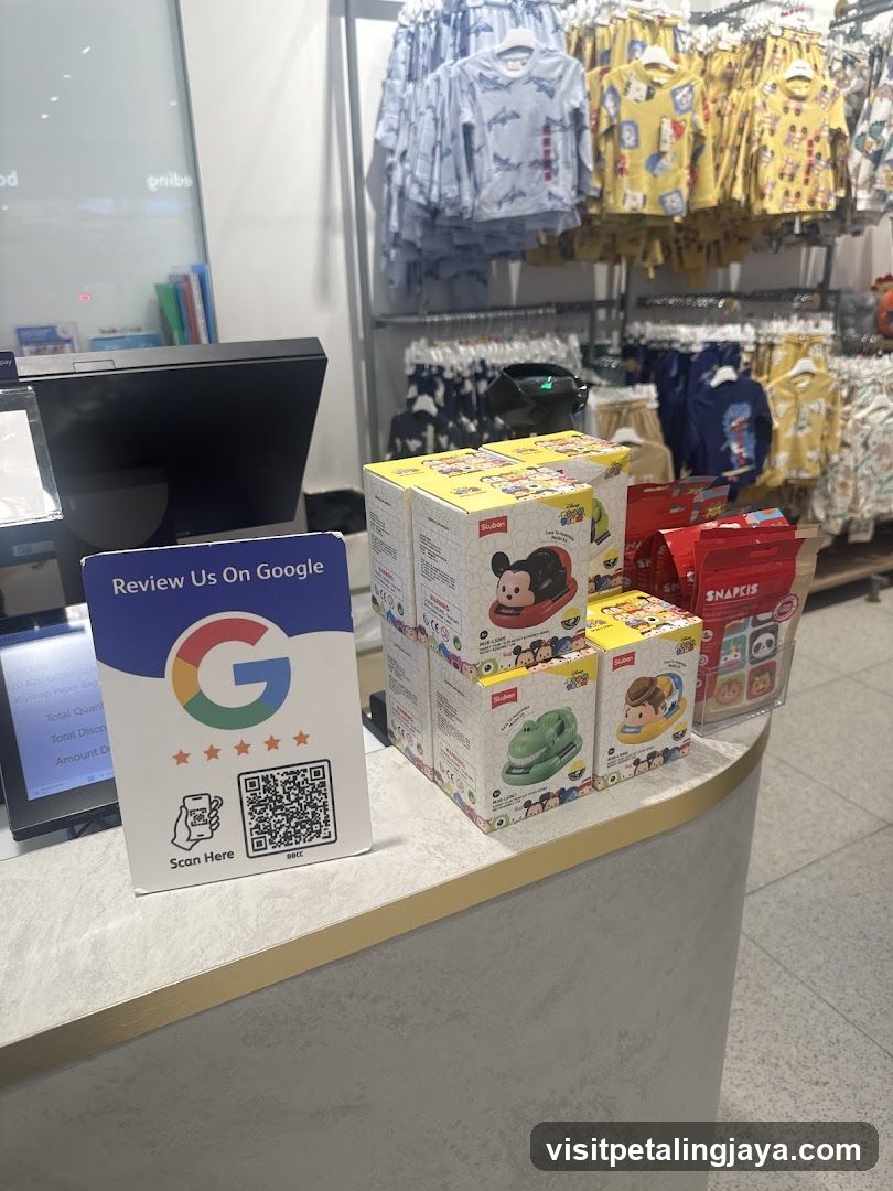 Store Interior with Product Display and Google Review Sign