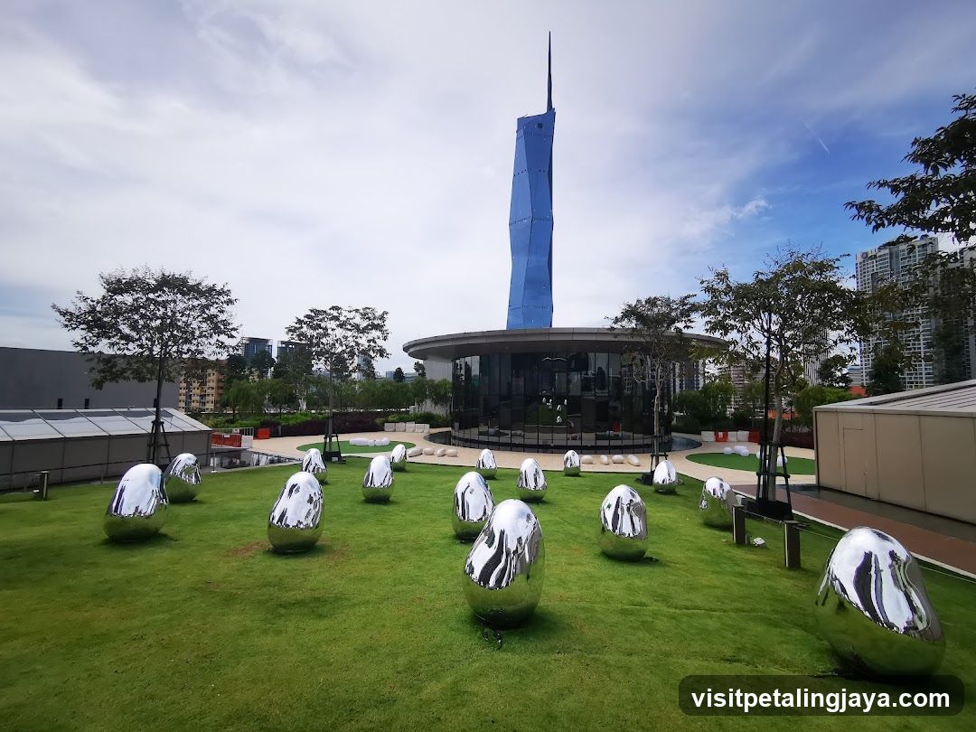 Rooftop Garden with Sculptures and Tower