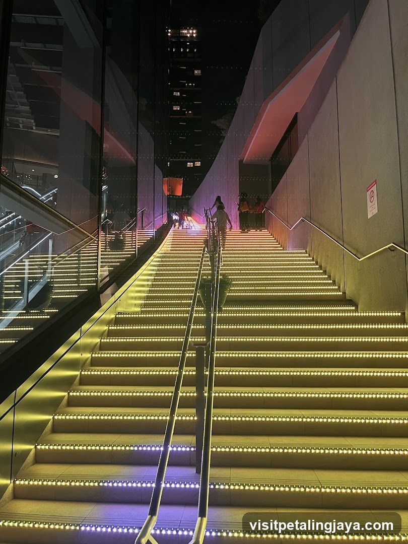 Illuminated Staircase at Night