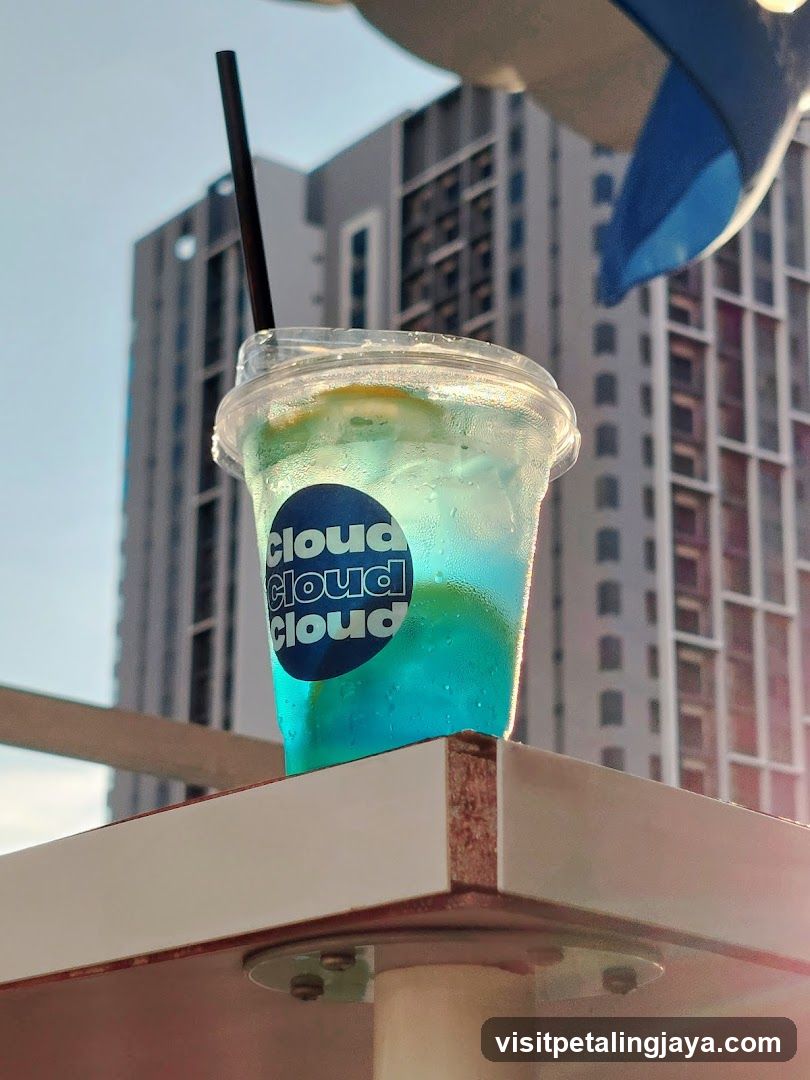 Blue Cloud Drink on Rooftop