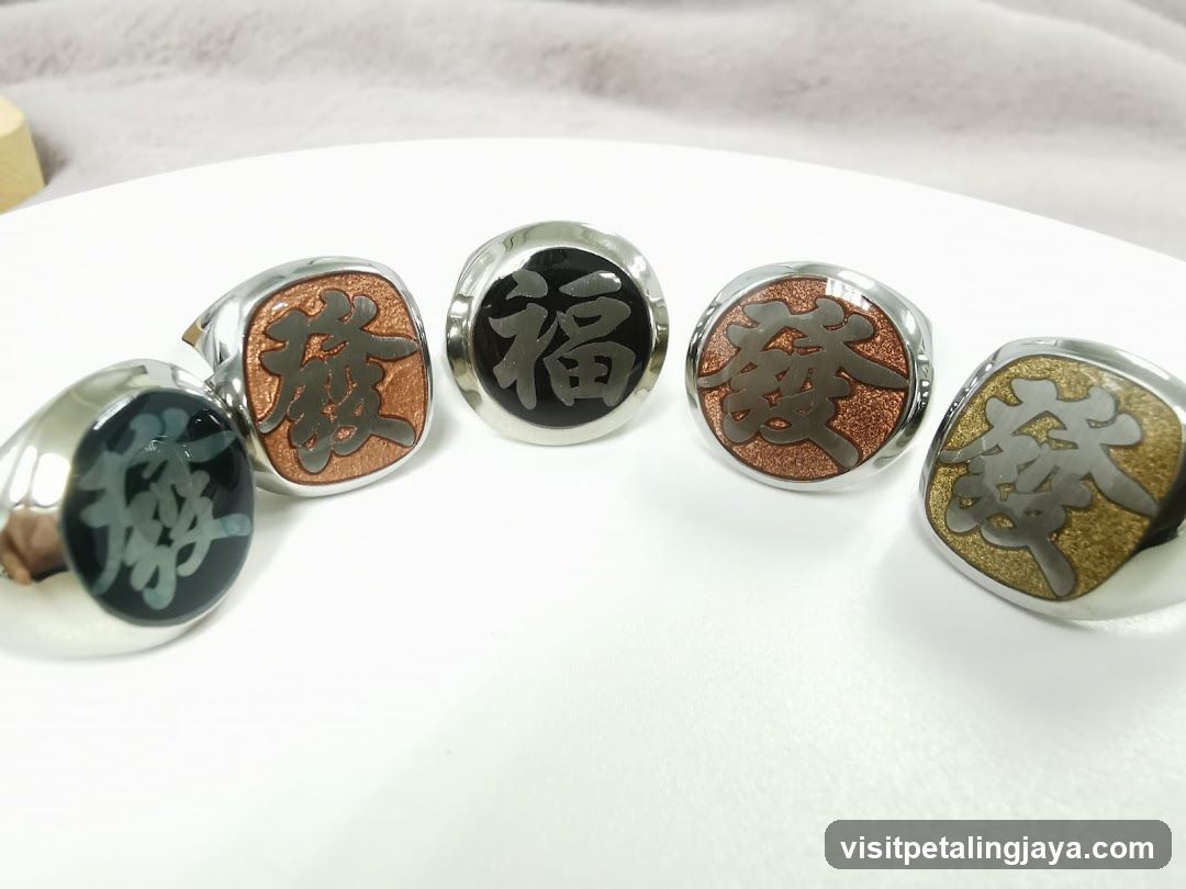 Chinese Character Rings Display