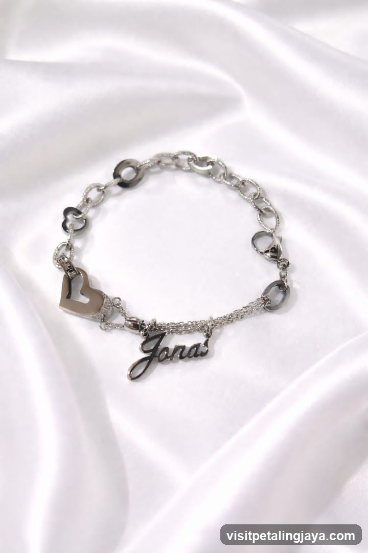 Personalized Silver Bracelet with Name Charm