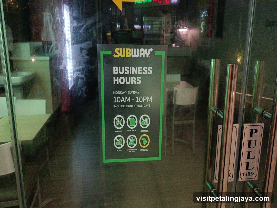 Subway Business Hours Sign
