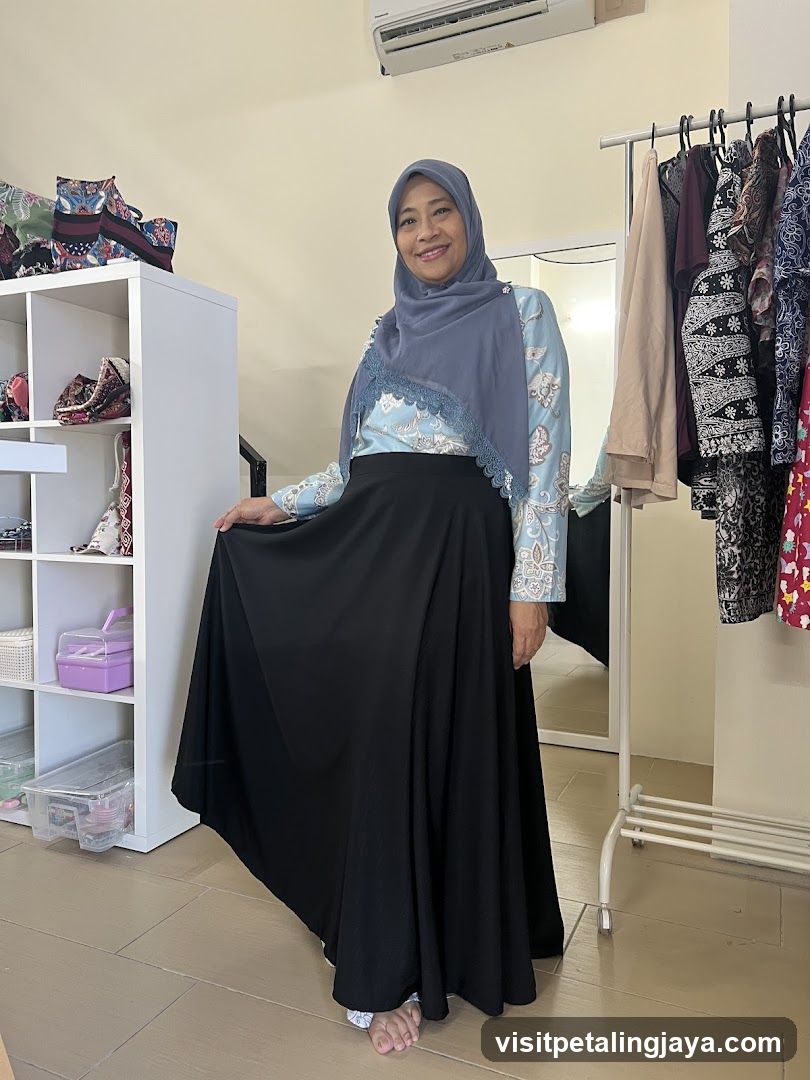 Woman in a store with clothing racks