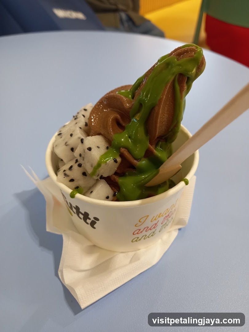 Chocolate and Matcha Soft Serve with Dragon Fruit