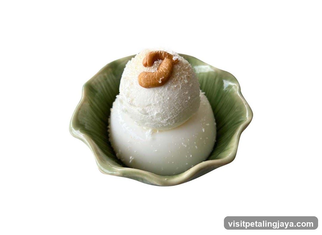 Coconut dessert with ice cream