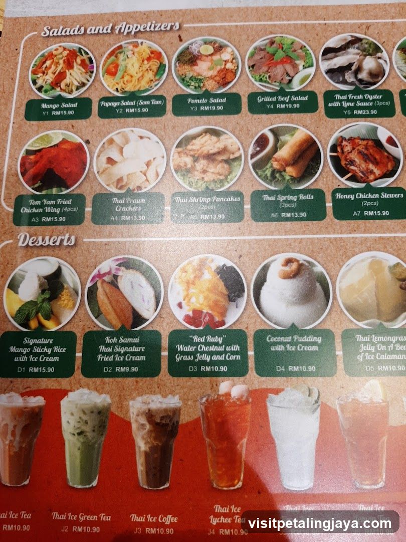 Salads and Appetizers, Desserts, Drinks
