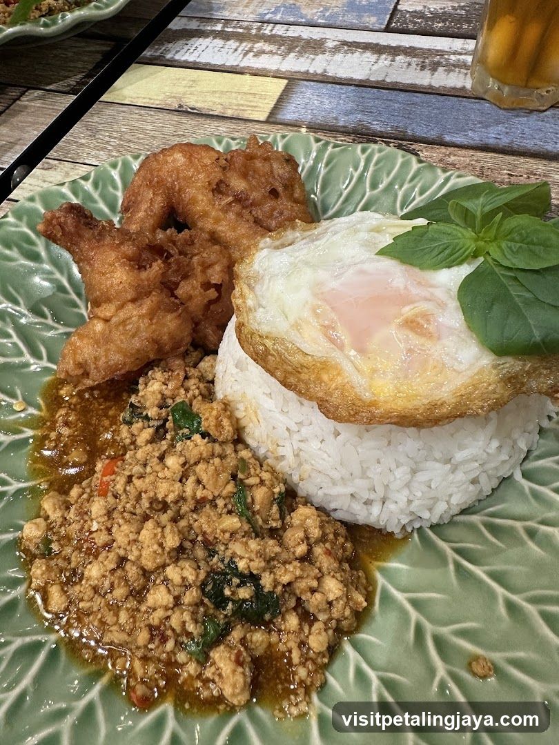 Thai Basil Chicken with Rice and Fried Egg