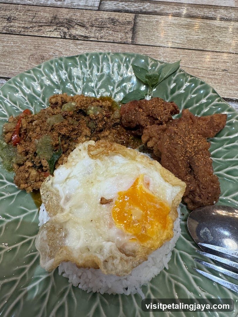 Thai Basil Stir Fry with Rice and Fried Egg