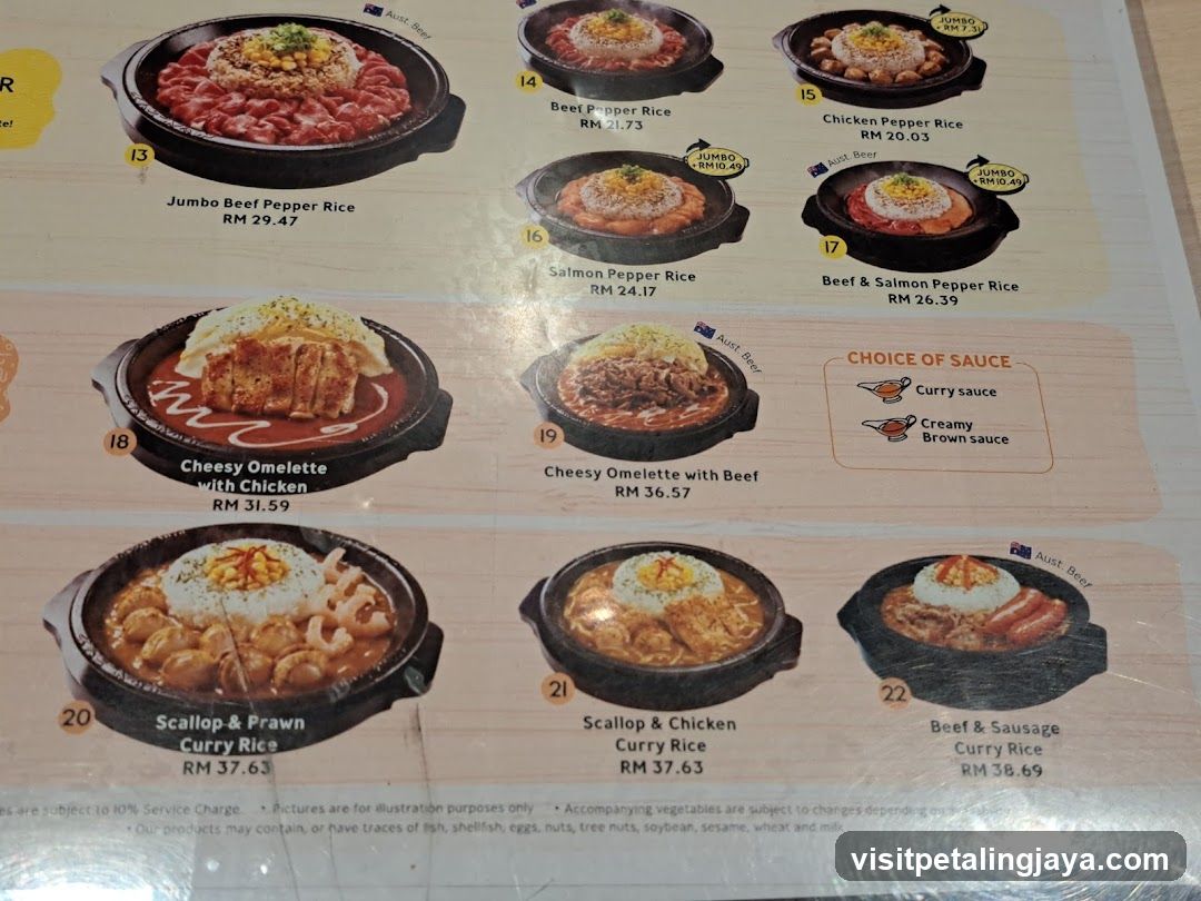Pepper Rice and Curry Rice Menu