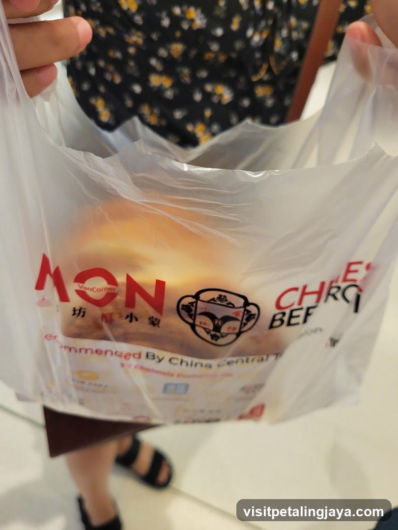 Plastic bag with food item