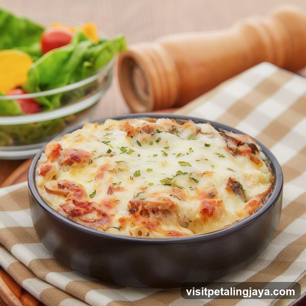 Baked Pasta Dish with Salad
