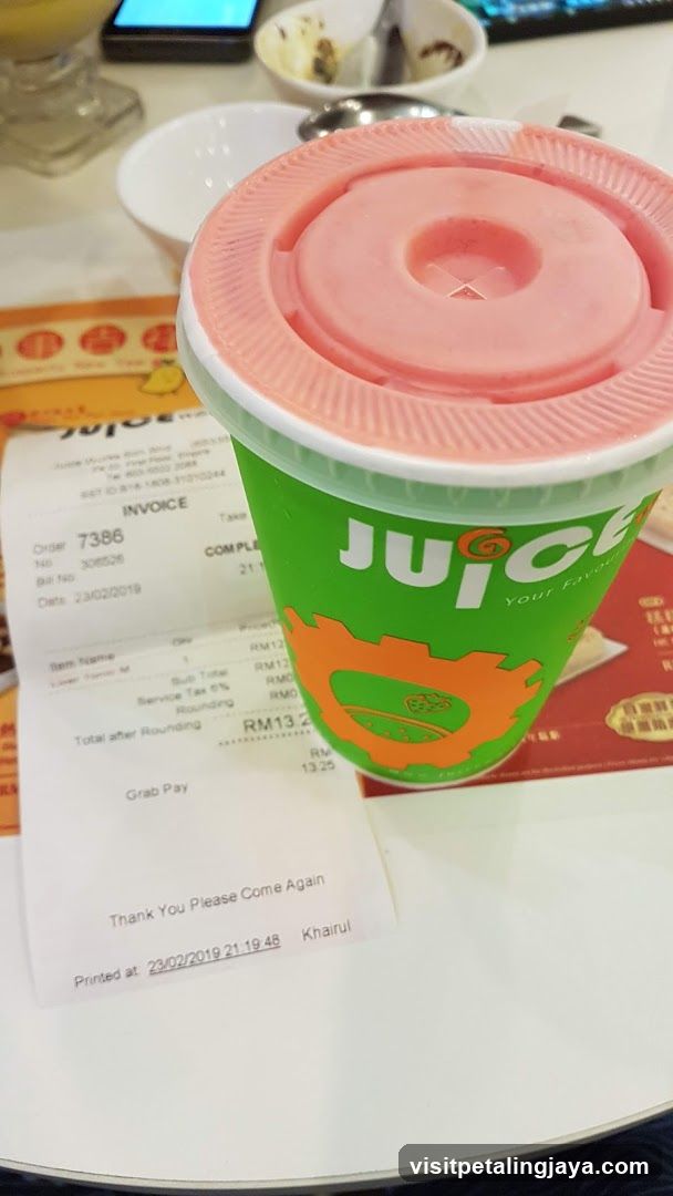Juice Cup and Receipt