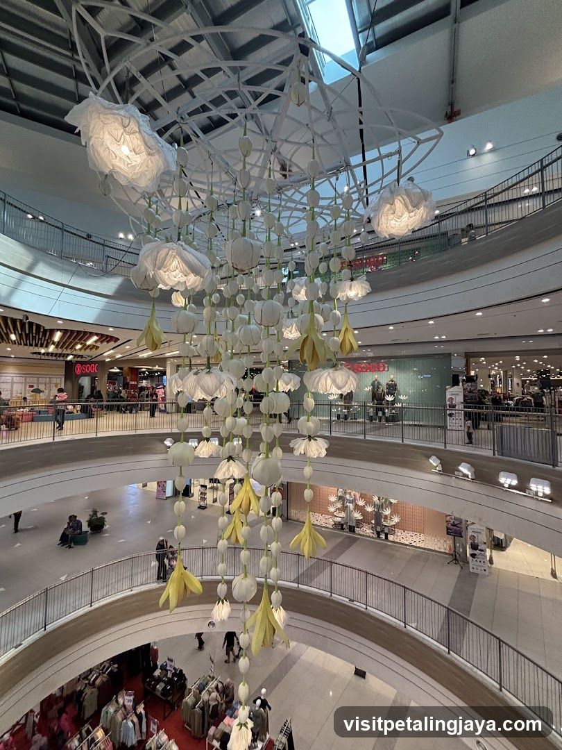 Mall Interior with Floral Chandelier