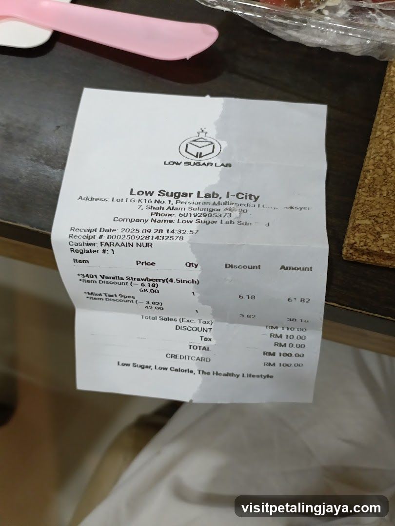 Receipt from Low Sugar Lab
