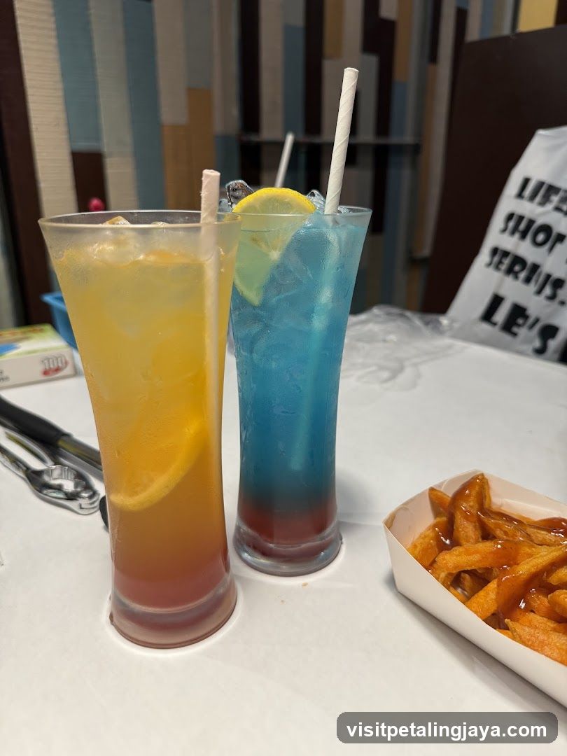 Colored Drinks and Fries