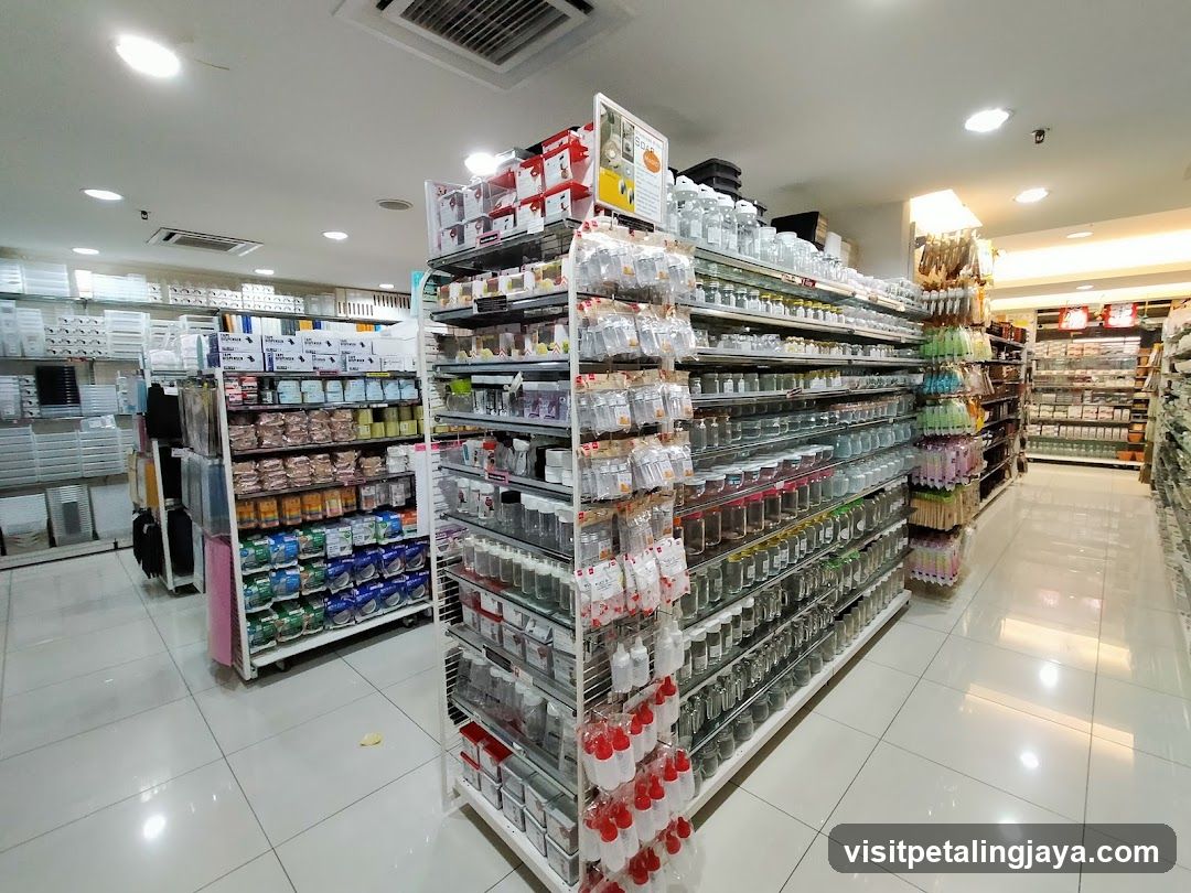 Interior of a well-lit retail store with organized shelves