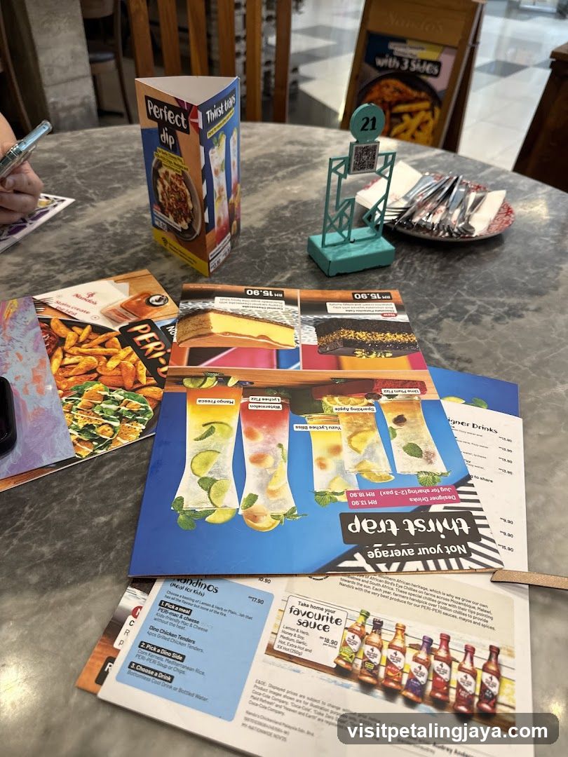 Dining Table with Menus and Products