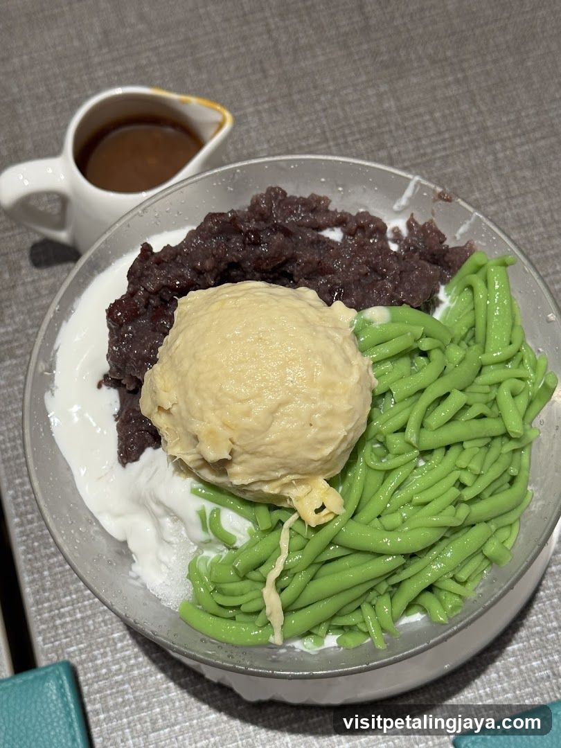 Dessert Bowl with Green Noodles and Red Bean Paste