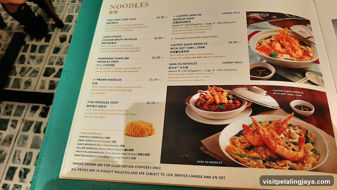 Noodles Menu Page