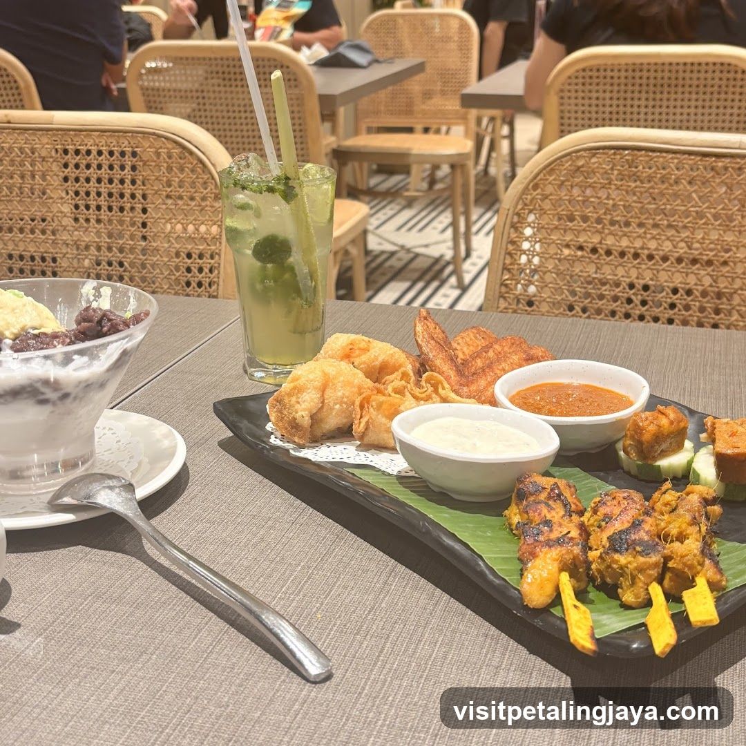 Food and Drink Spread at Restaurant