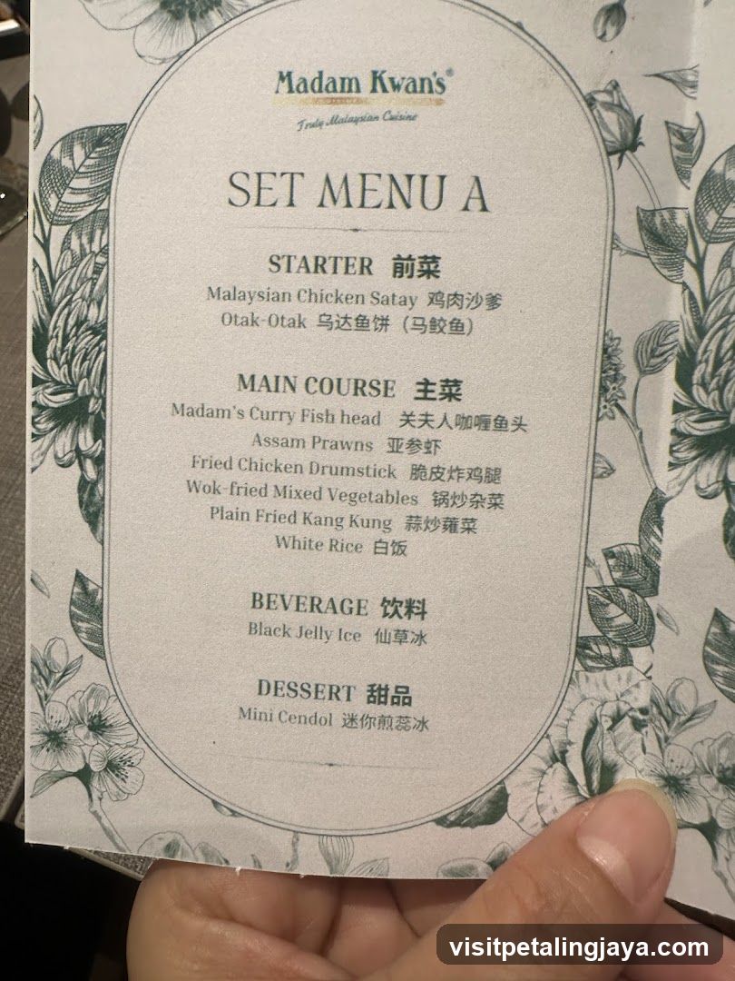 Madam Kwan's Set Menu A