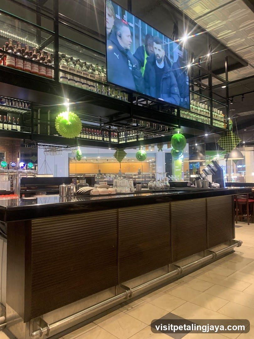 Bar Interior with TV Screen