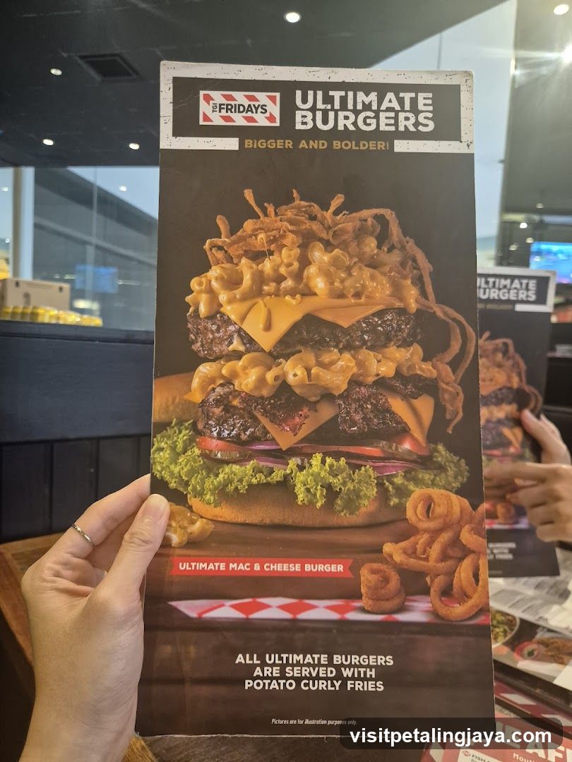 Fridays Ultimate Burgers Menu Display