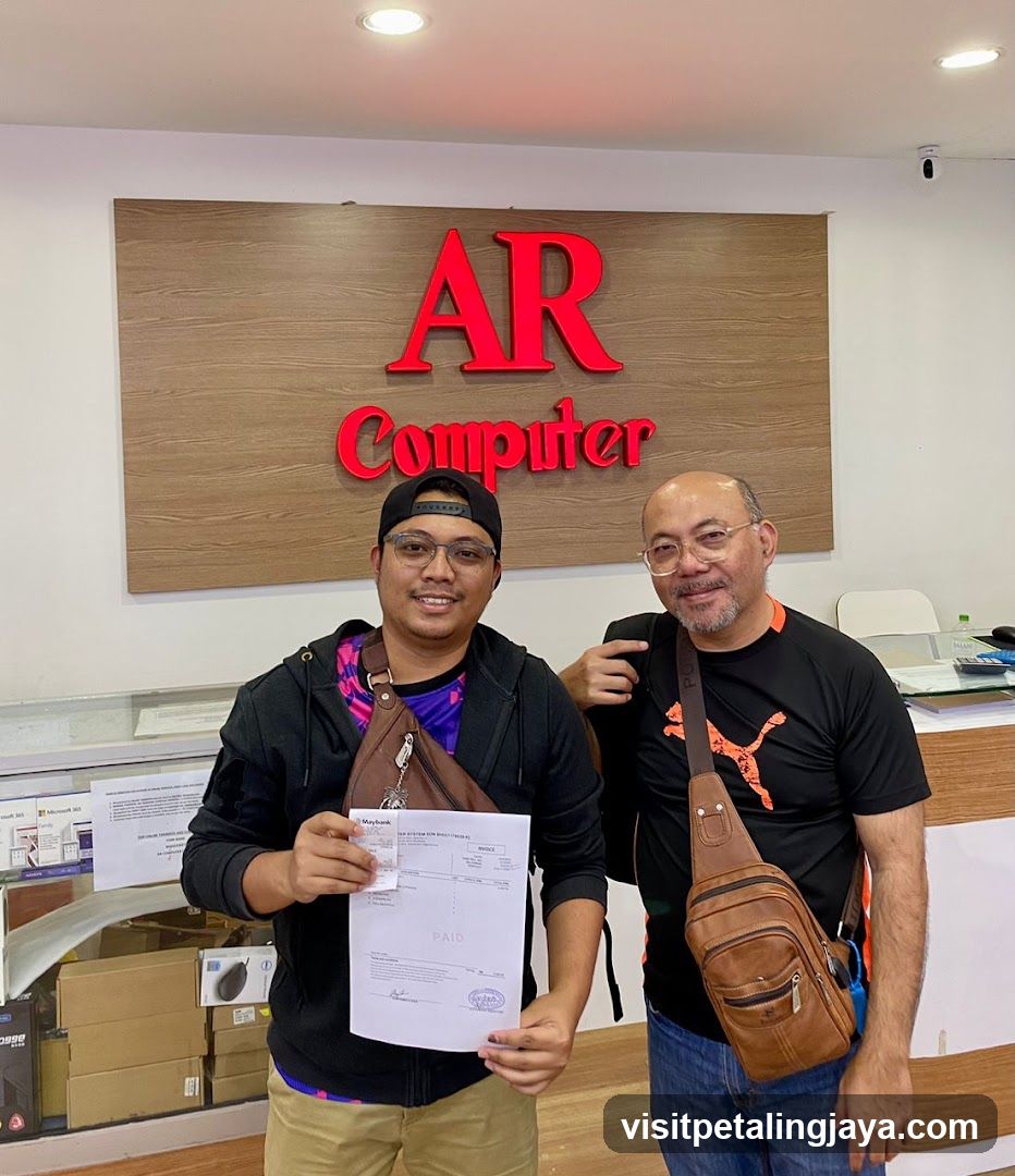 Two men in a computer store