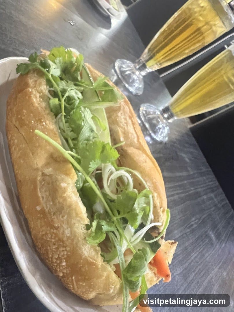 Vietnamese Banh Mi Sandwich with Drinks