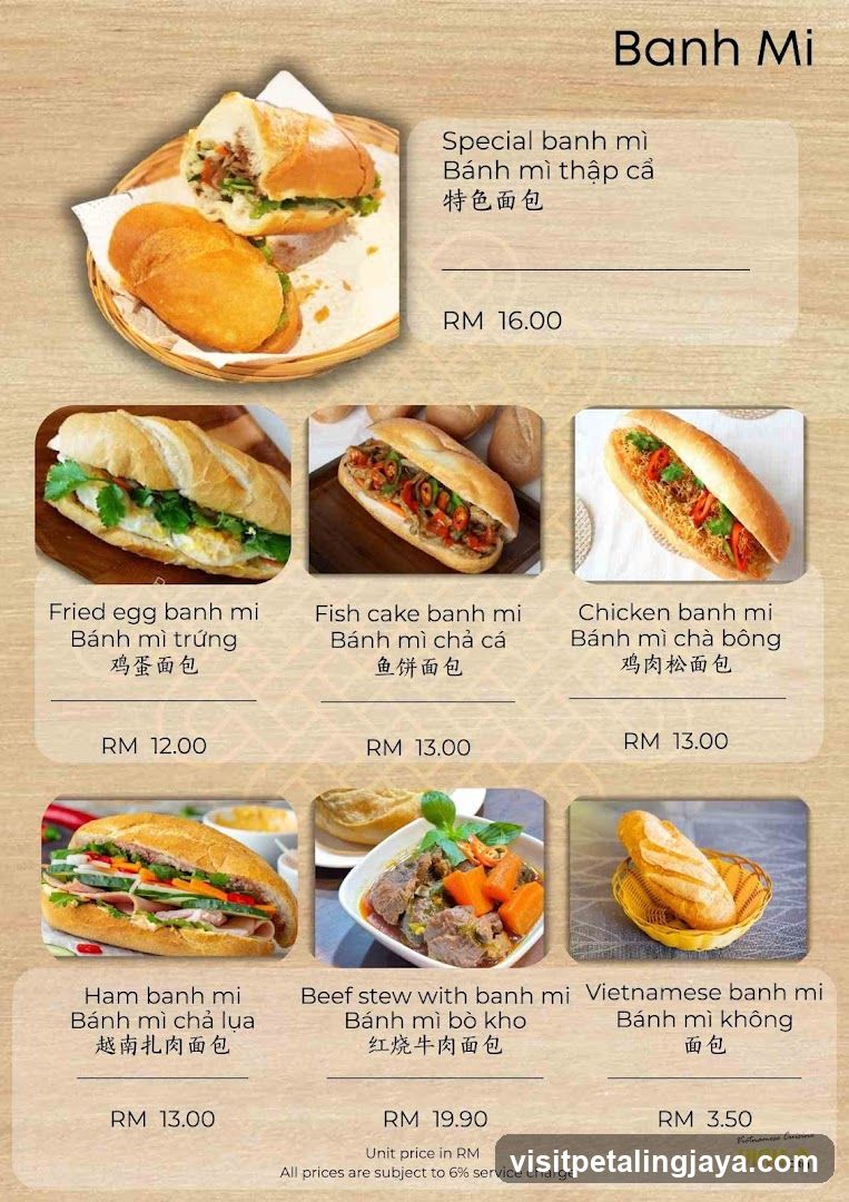 Banh Mi Menu