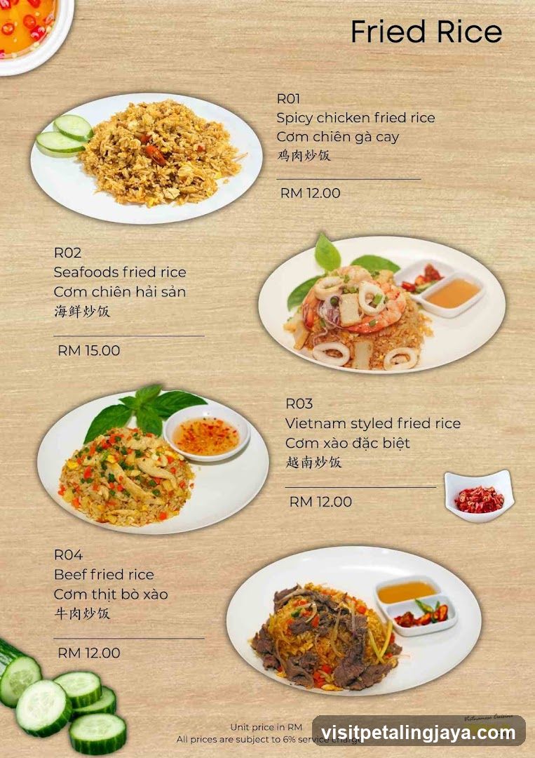 Fried Rice Menu