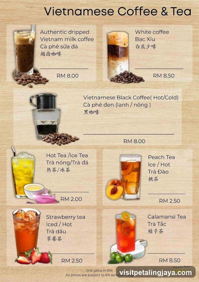 Vietnamese Coffee & Tea Menu