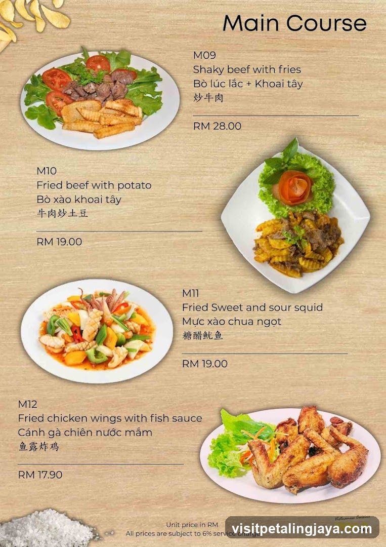 Main Course Menu