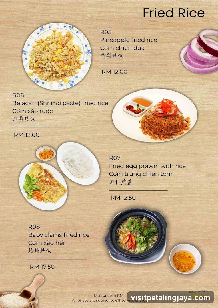 Fried Rice Menu