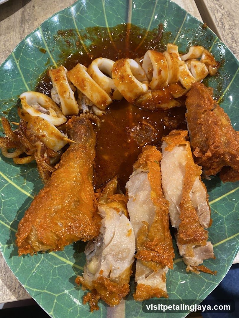 Fried Chicken and Squid with Sauce
