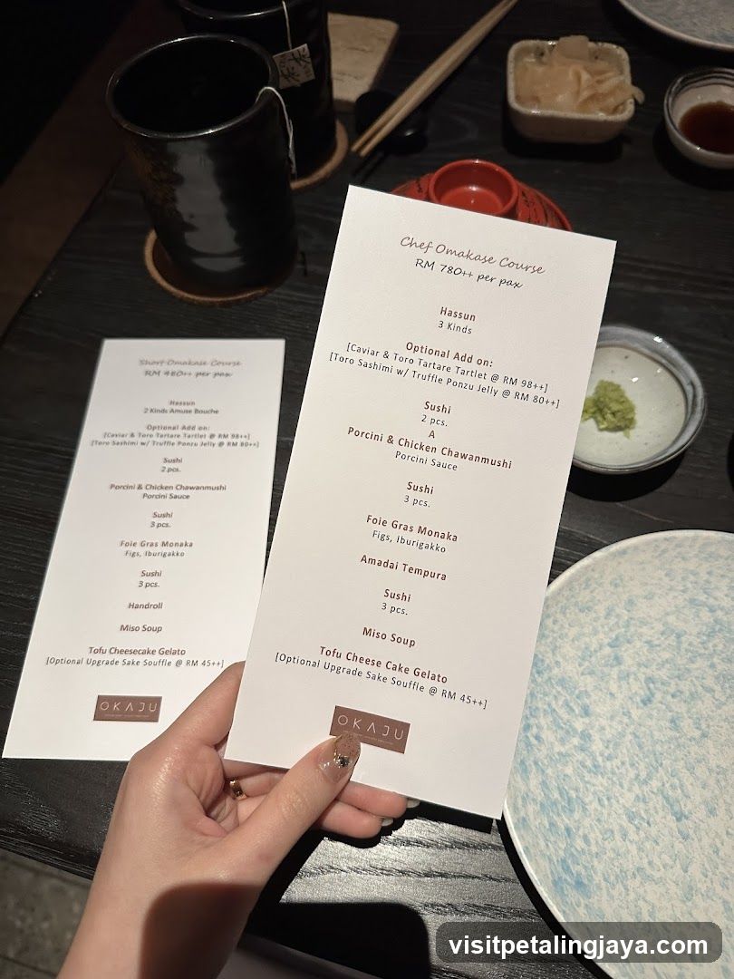 Chef Omakase Course Menu at Okaju