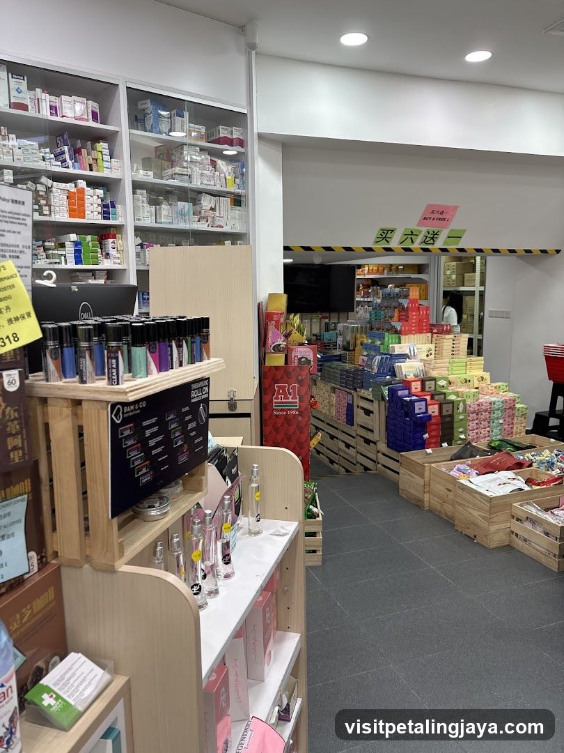 Interior of a retail store with shelves and products