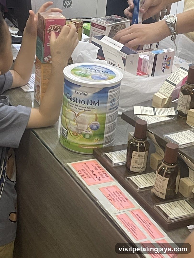 Product display counter in store