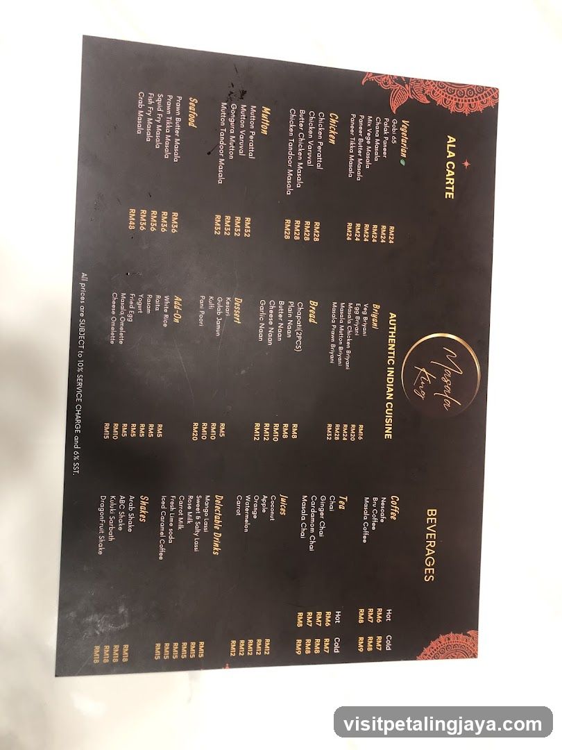 Authentic Indian Cuisine Menu