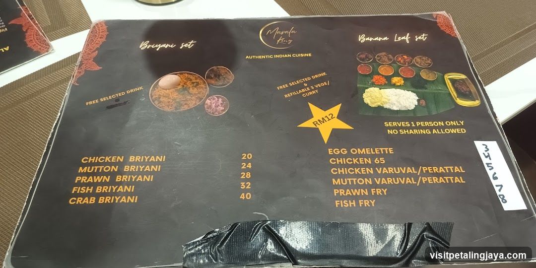 Masala King Menu
