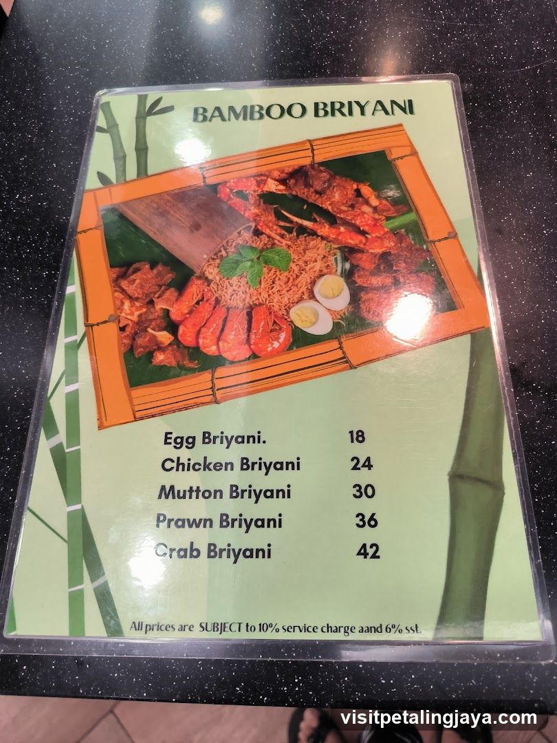 Bamboo Briyani Menu