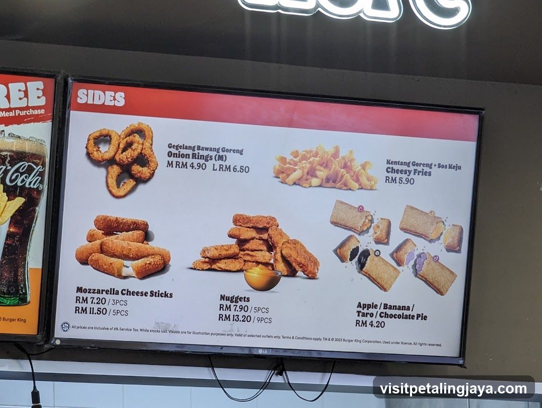 Burger King Sides Menu Board
