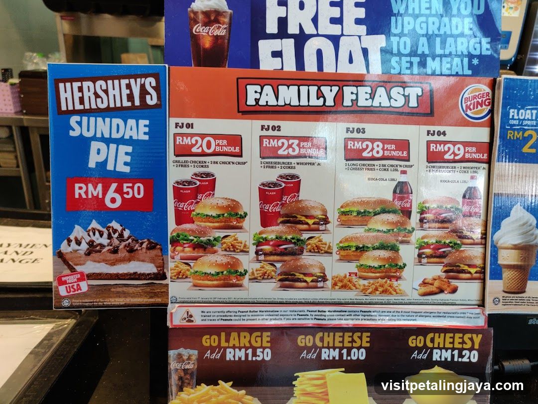 Burger King Family Feast Menu Display
