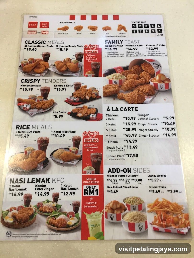 KFC Menu Page