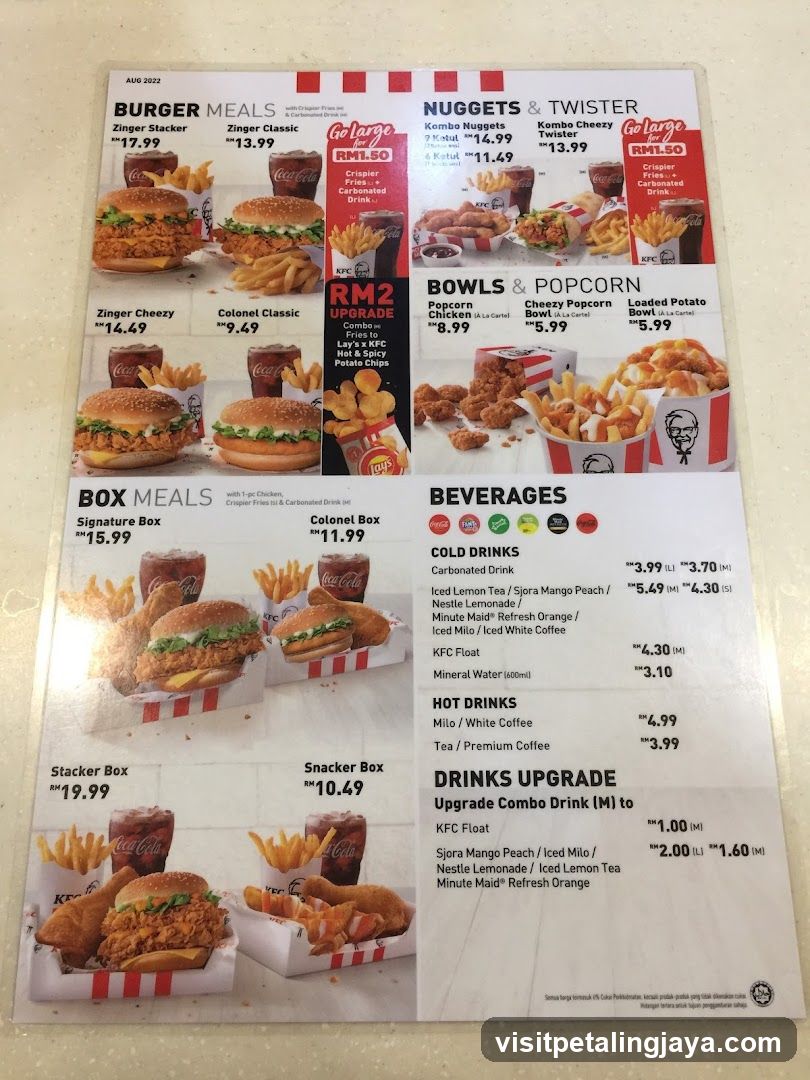KFC Menu - AUG 2022