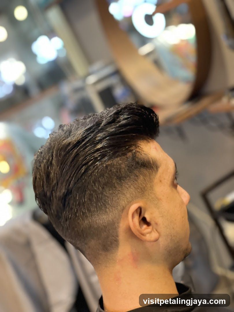 Haircut in salon interior