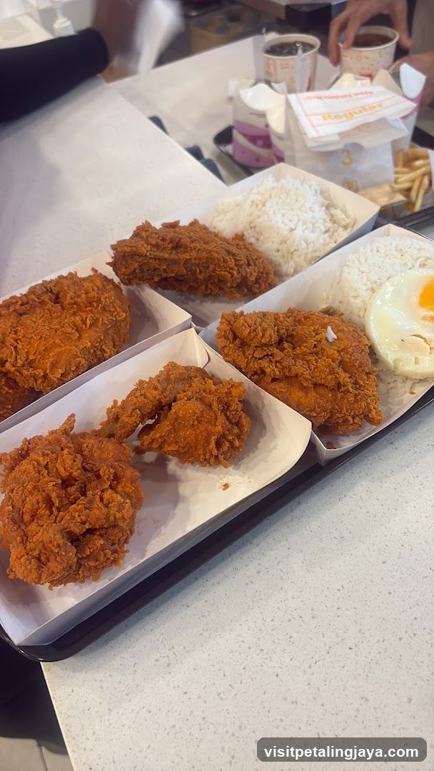 Fried Chicken Meal with Rice and Egg